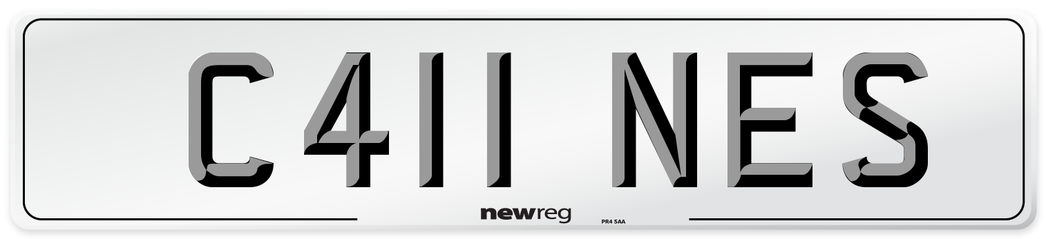 C411 NES Number Plate from New Reg